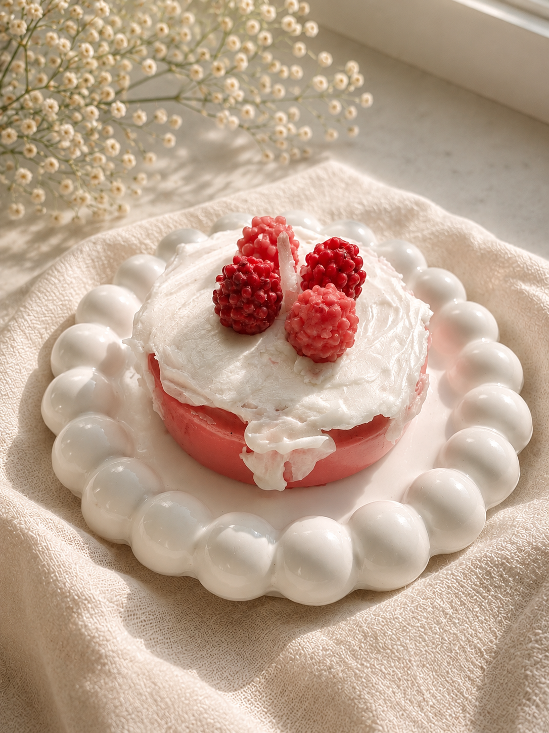 Strawberry cake candle